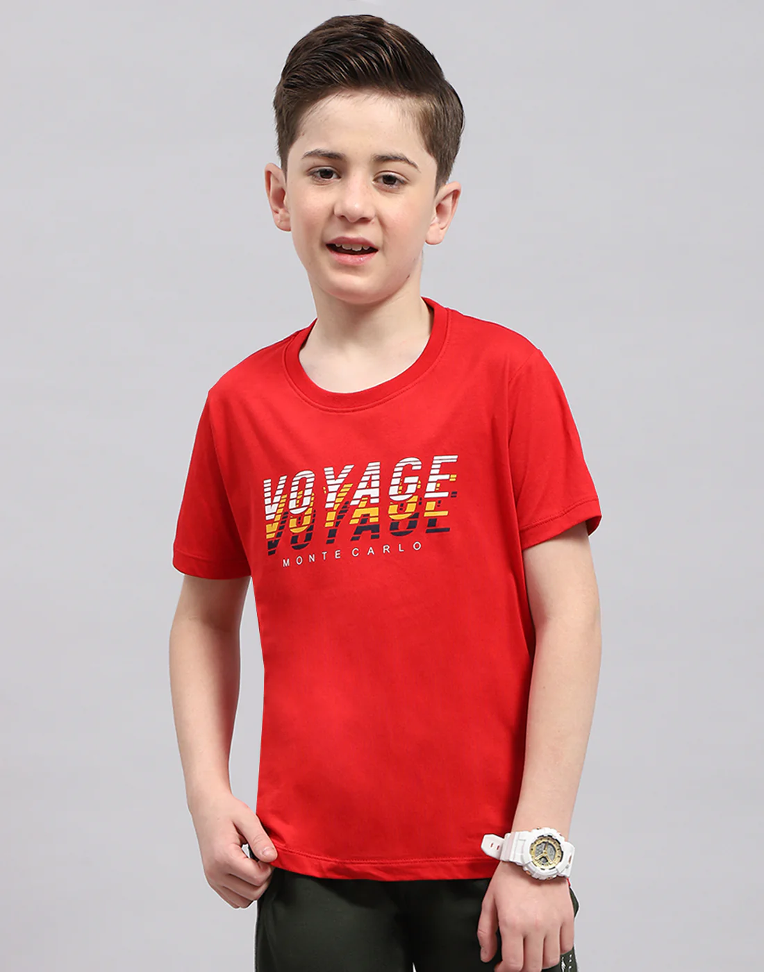 Boys Red & White Printed Round Neck Half Sleeve T-Shirt (Pack of 2) - Image 8