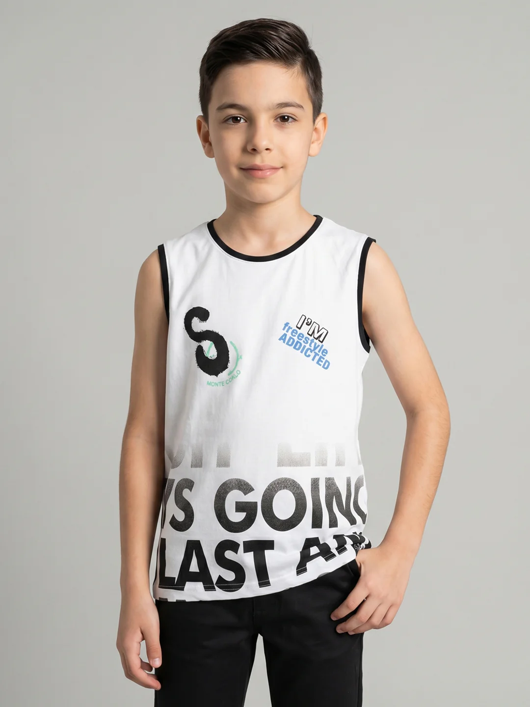 Boys Red & White Printed Round Neck Sleeveless T-Shirt (Pack of 2) - Image 6