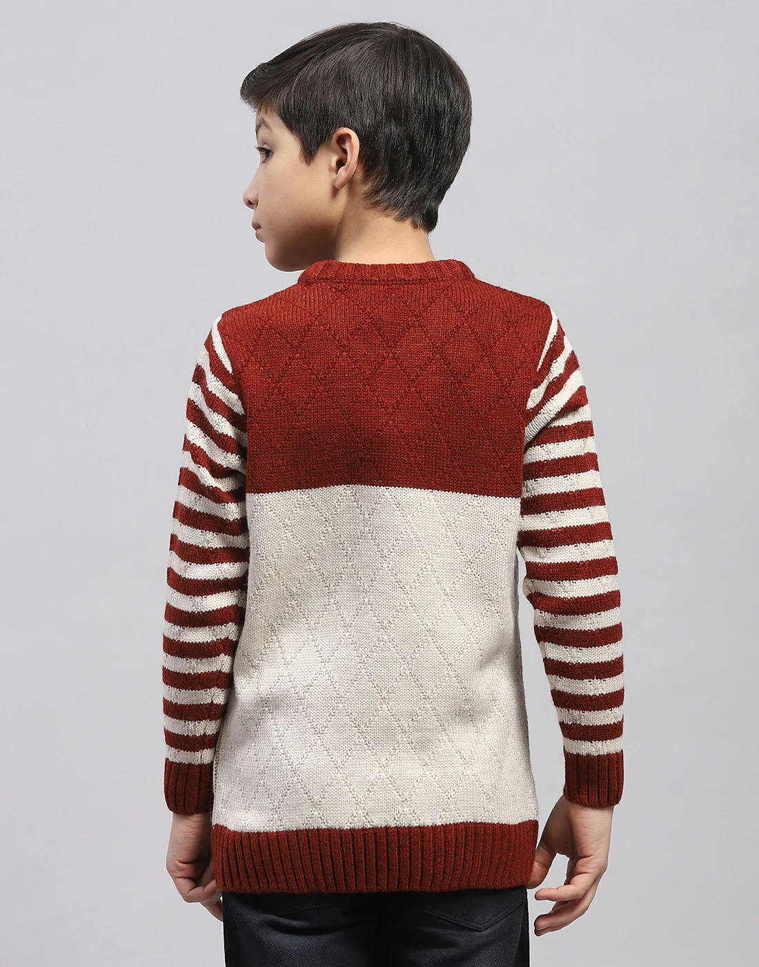 Boys Rust Cable Round Neck Full Sleeve Pullover - Image 5
