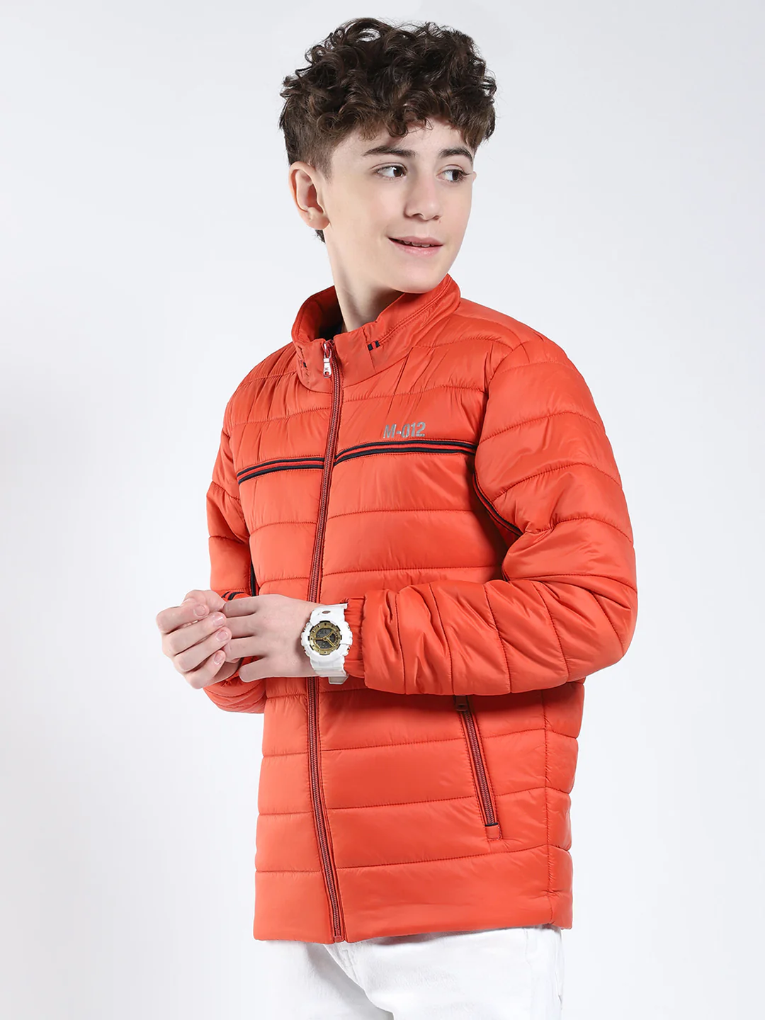 Boys Rust Printed Collar Full Sleeve Boys Jacket - Image 3