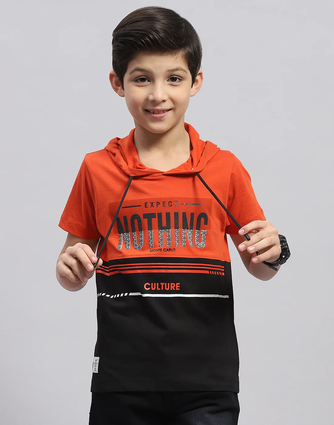 Boys Rust Printed Hooded Half Sleeve T-Shirt - Image 2
