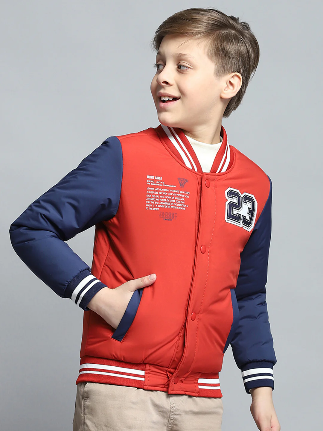 Boys Rust Printed Mock Neck Full Sleeve Jacket - Image 3