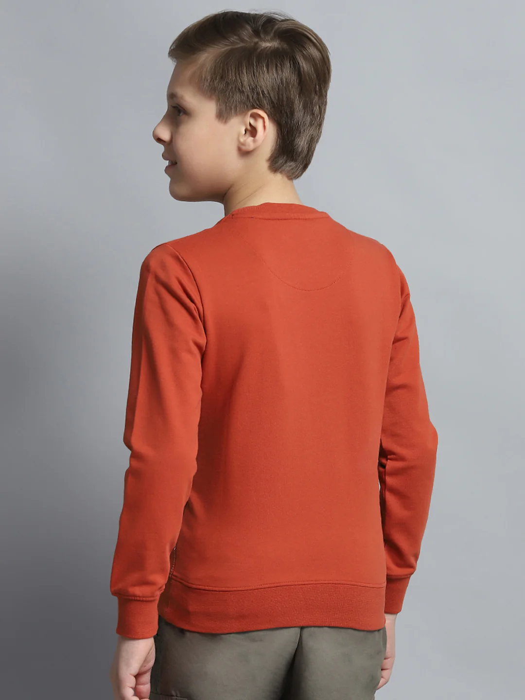 Boys Rust Printed Round Neck Full Sleeve Pullover - Image 5