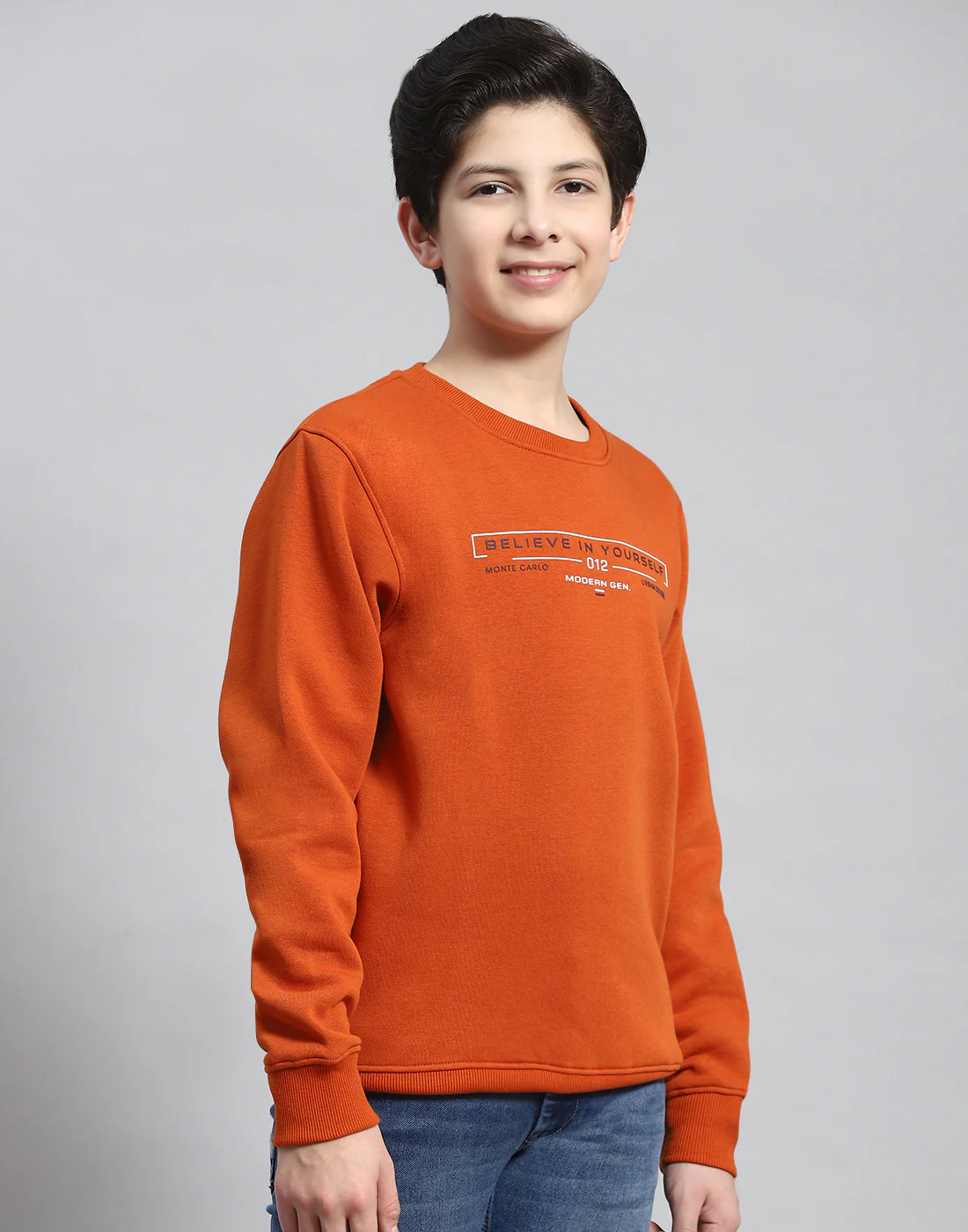 Boys Rust Printed Round Neck Full Sleeve Sweatshirt - Image 4