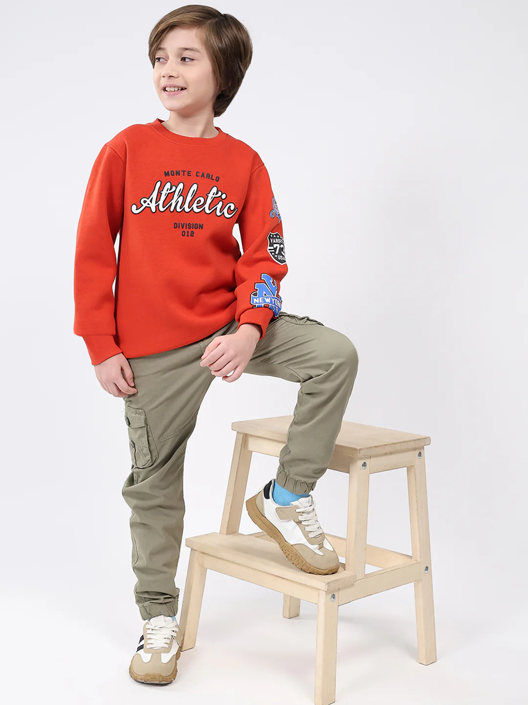 Boys Rust Printed Round Neck Full Sleeve Sweatshirt - Image 2