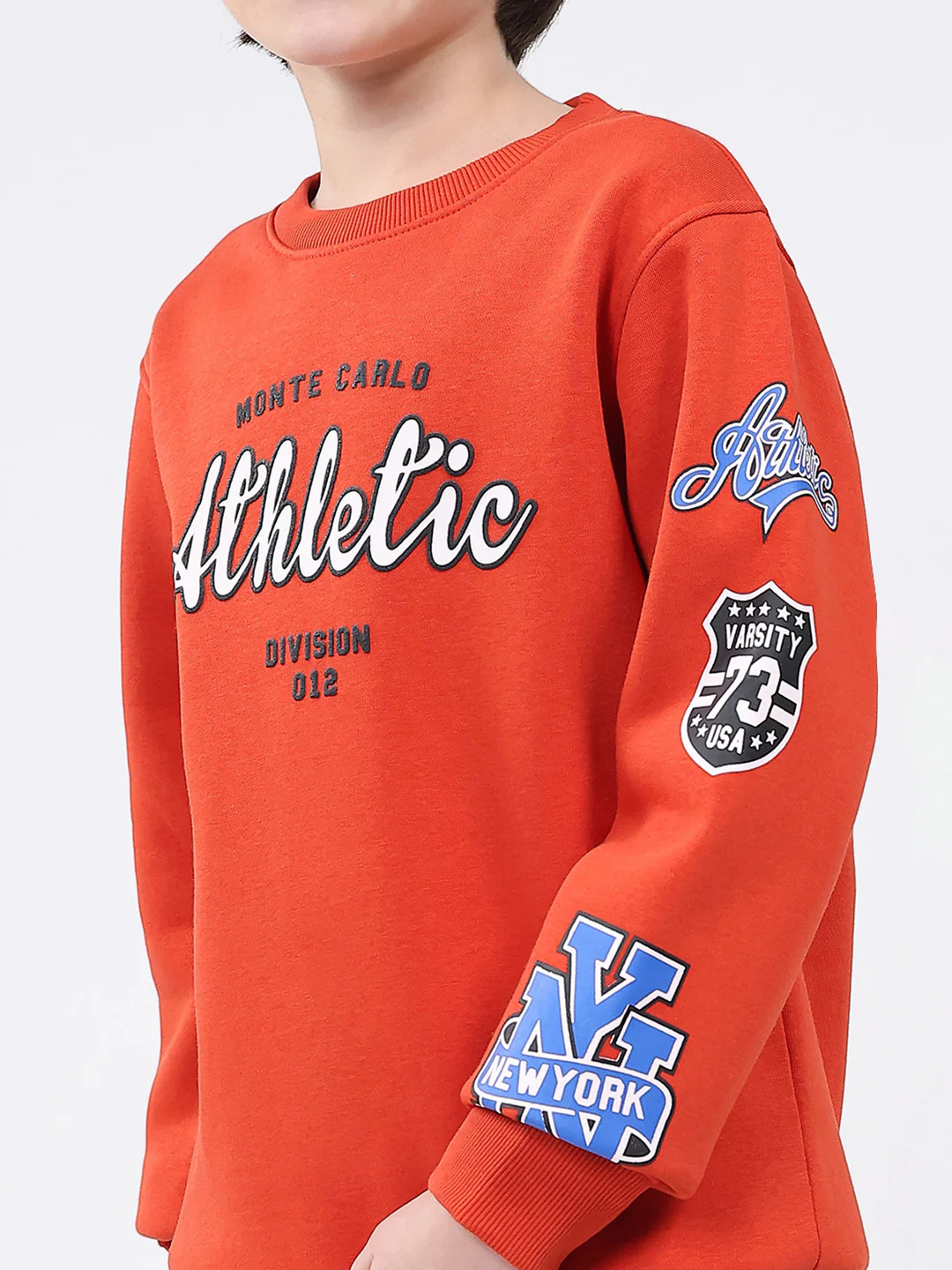 Boys Rust Printed Round Neck Full Sleeve Sweatshirt - Image 6