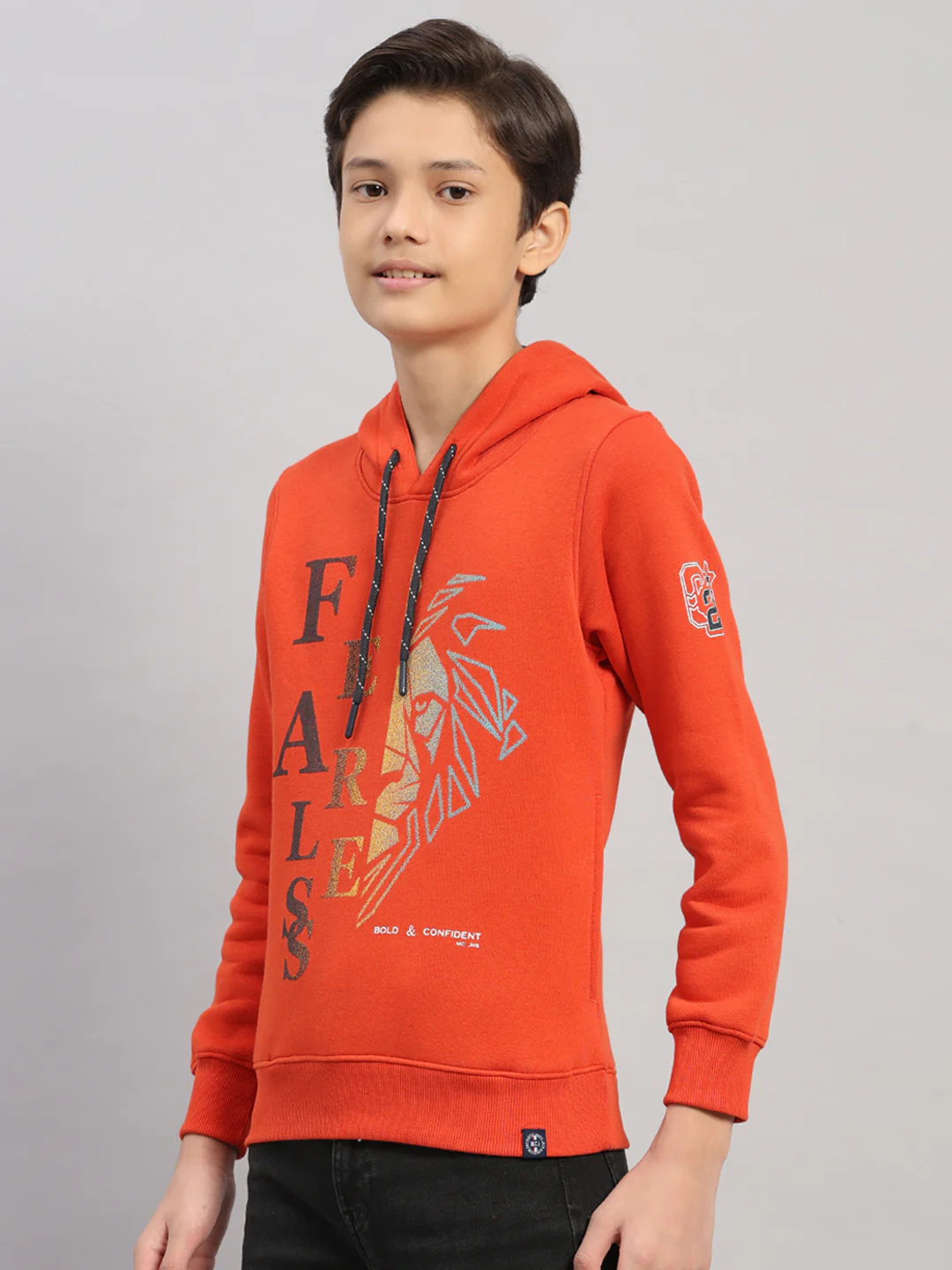 Boys Rust Printed Round Neck Full Sleeve Sweatshirt - Image 3