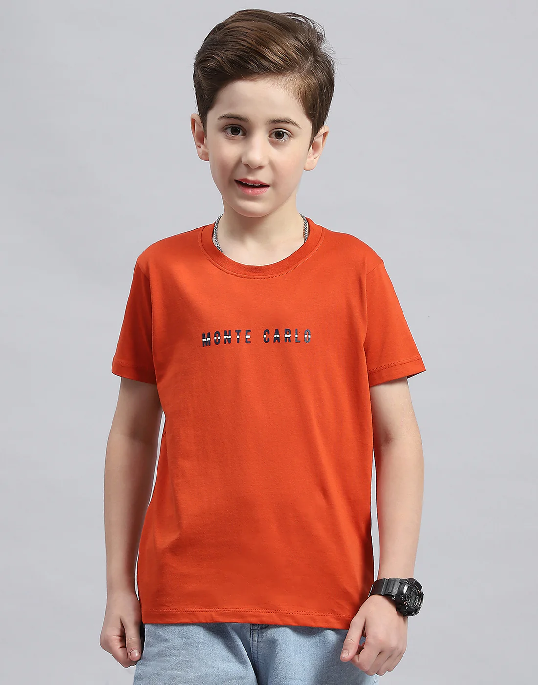 Boys Rust Printed Round Neck Half Sleeve T-Shirt - Image 2