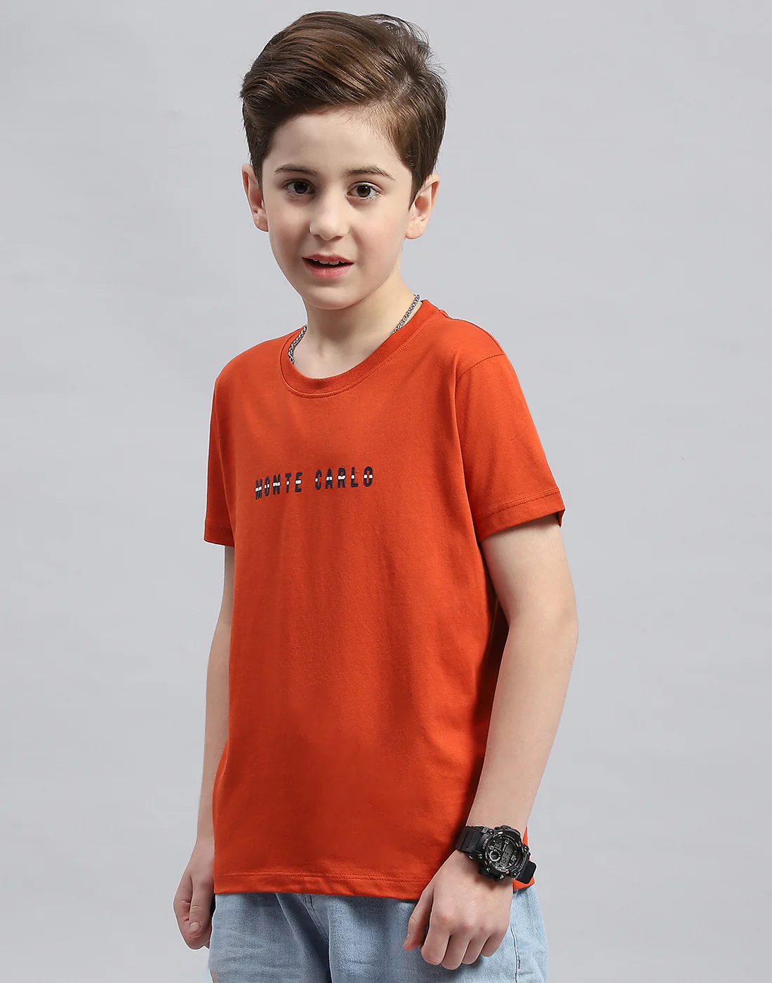Boys Rust Printed Round Neck Half Sleeve T-Shirt - Image 3