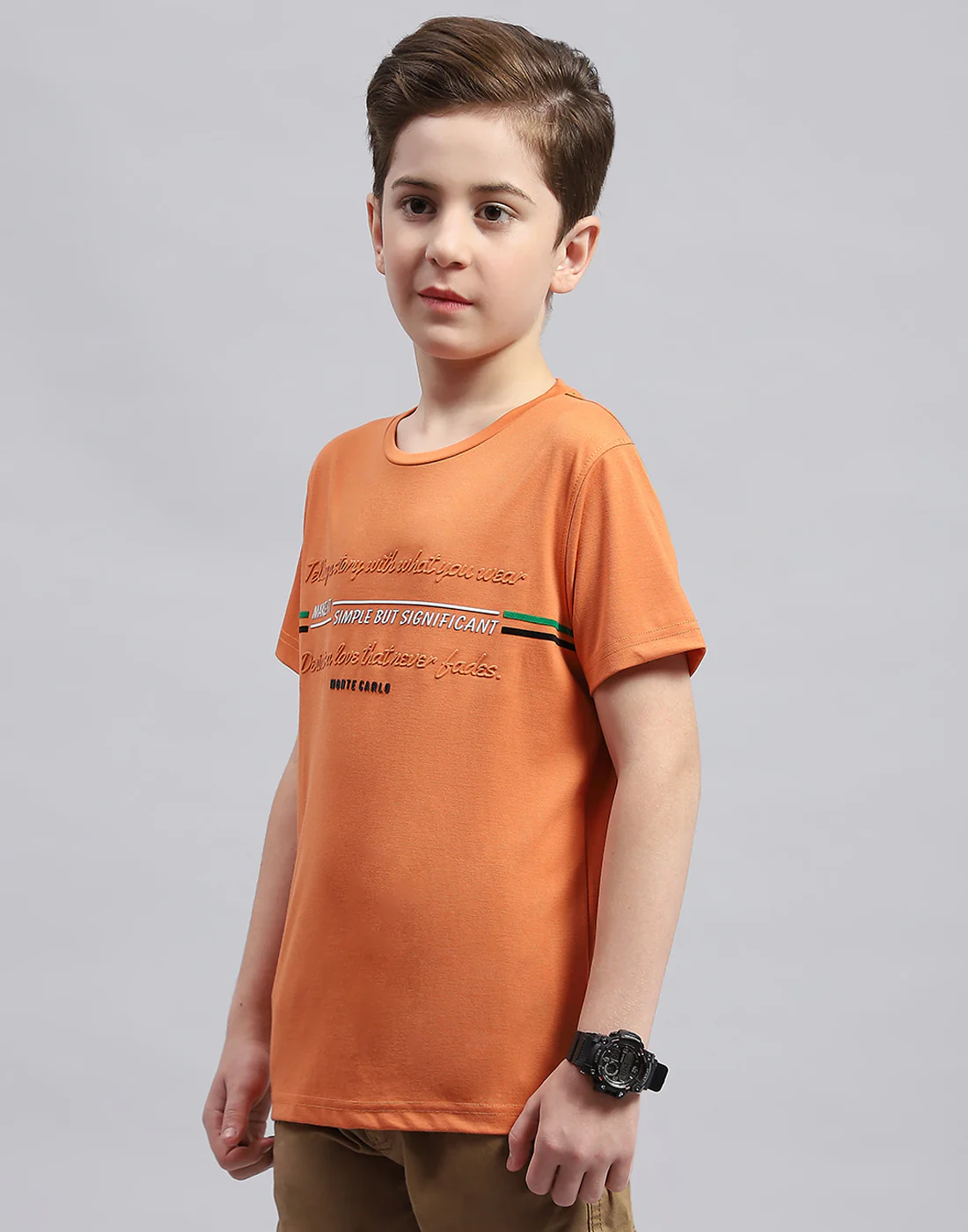 Boys Rust Printed Round Neck Half Sleeve T-Shirt - Image 3