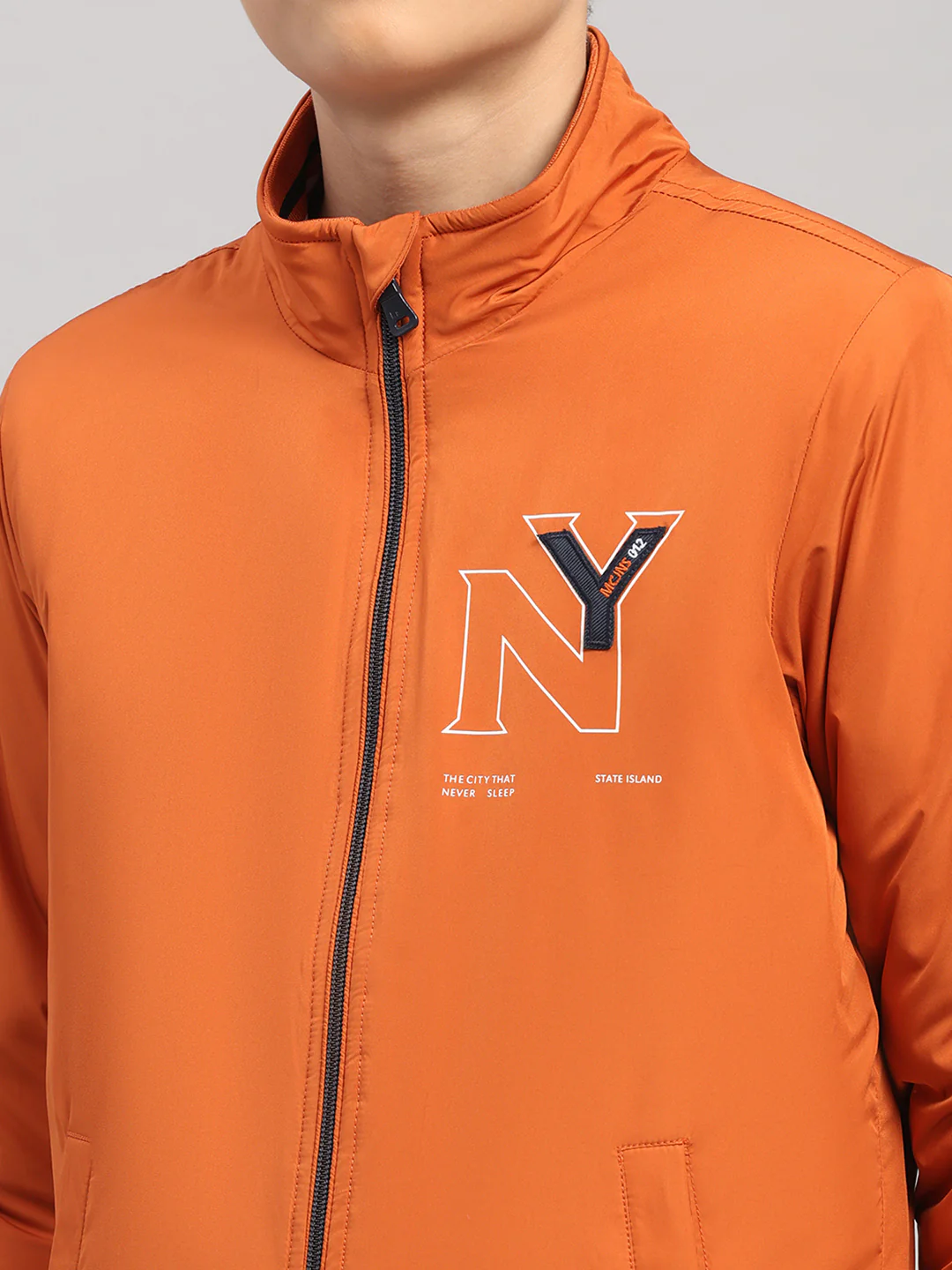 Boys Rust Solid Collar Full Sleeve Jacket - Image 6