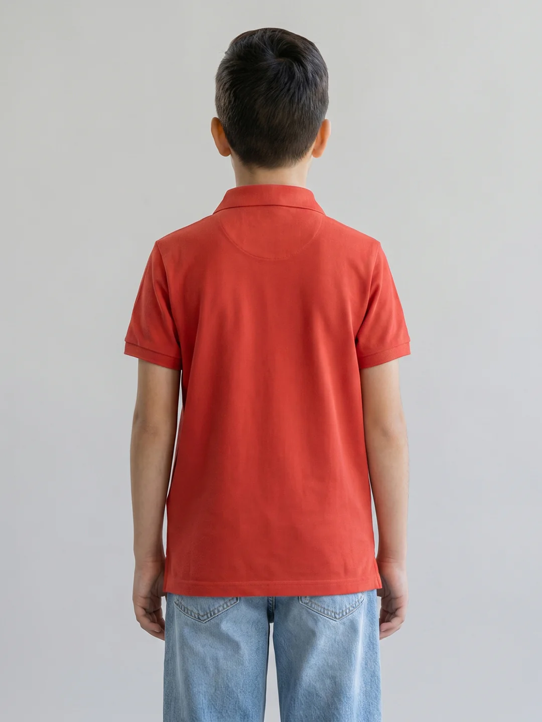 Boys Rust Solid Collar Half Sleeve T-Shirt - Image 4