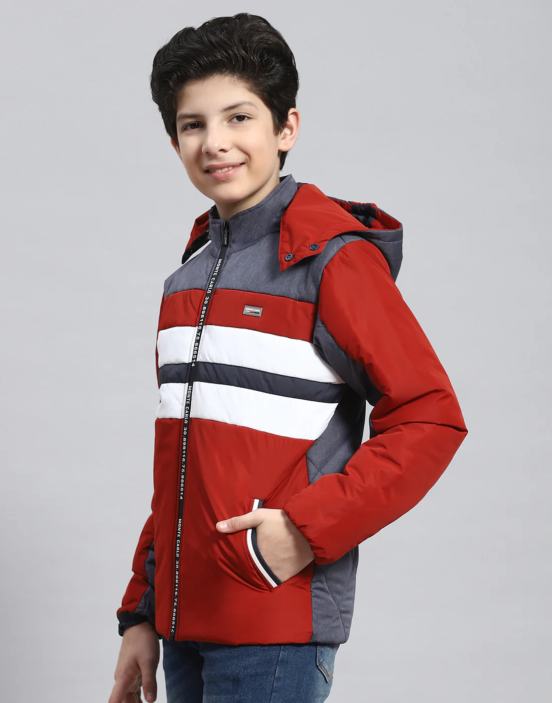 Boys Rust Solid Hooded Full Sleeve Boys Jacket - Image 3