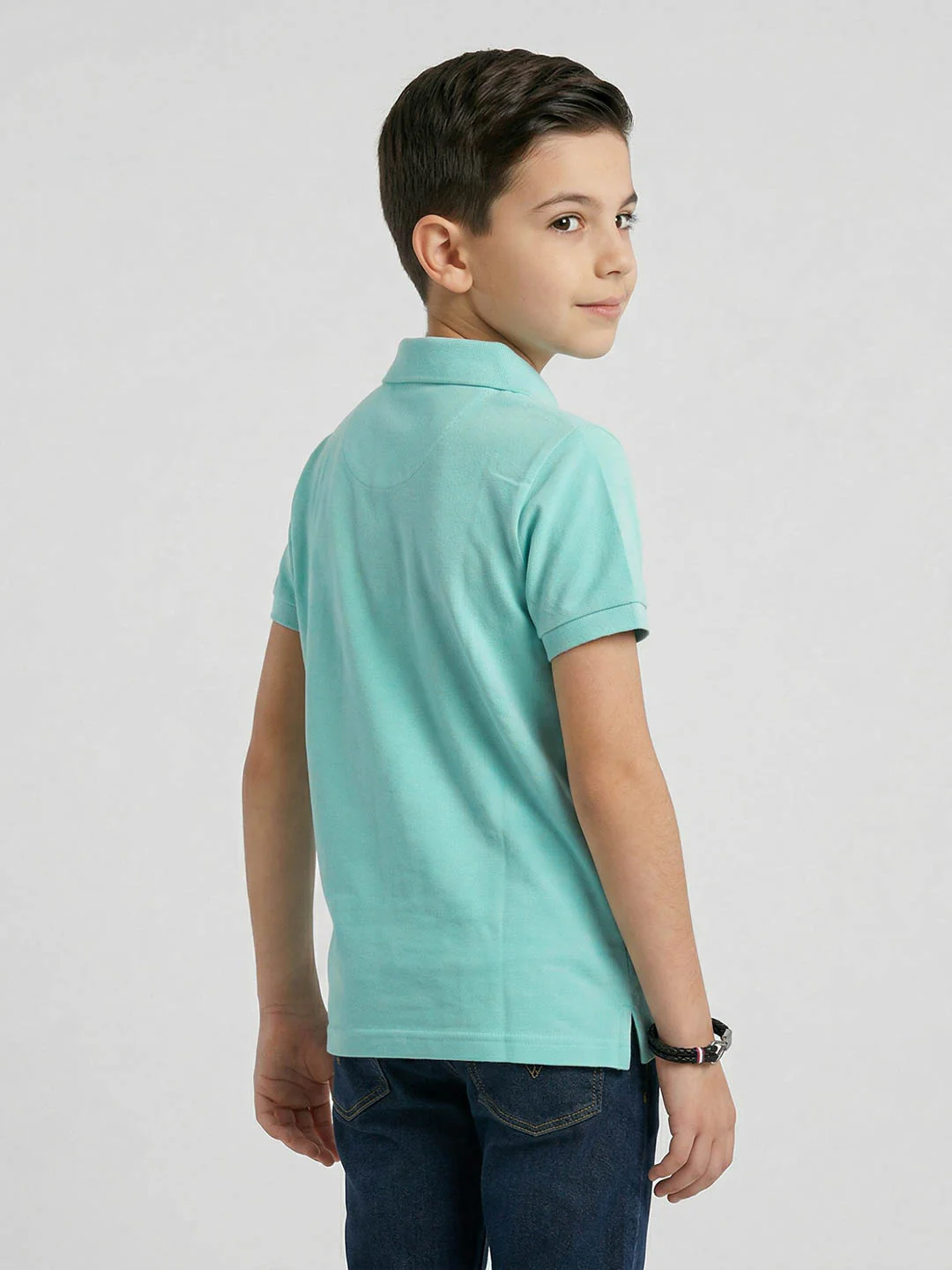 Boys Sky Blue Printed Collar Half Sleeve T-Shirt - Image 4