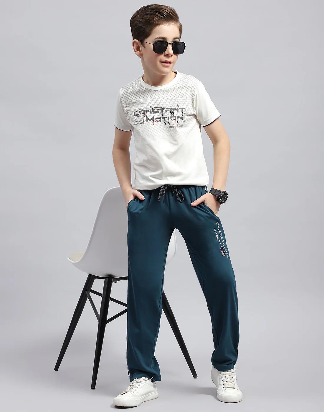 Boys Teal Blue Printed Regular Fit Lower - Image 2