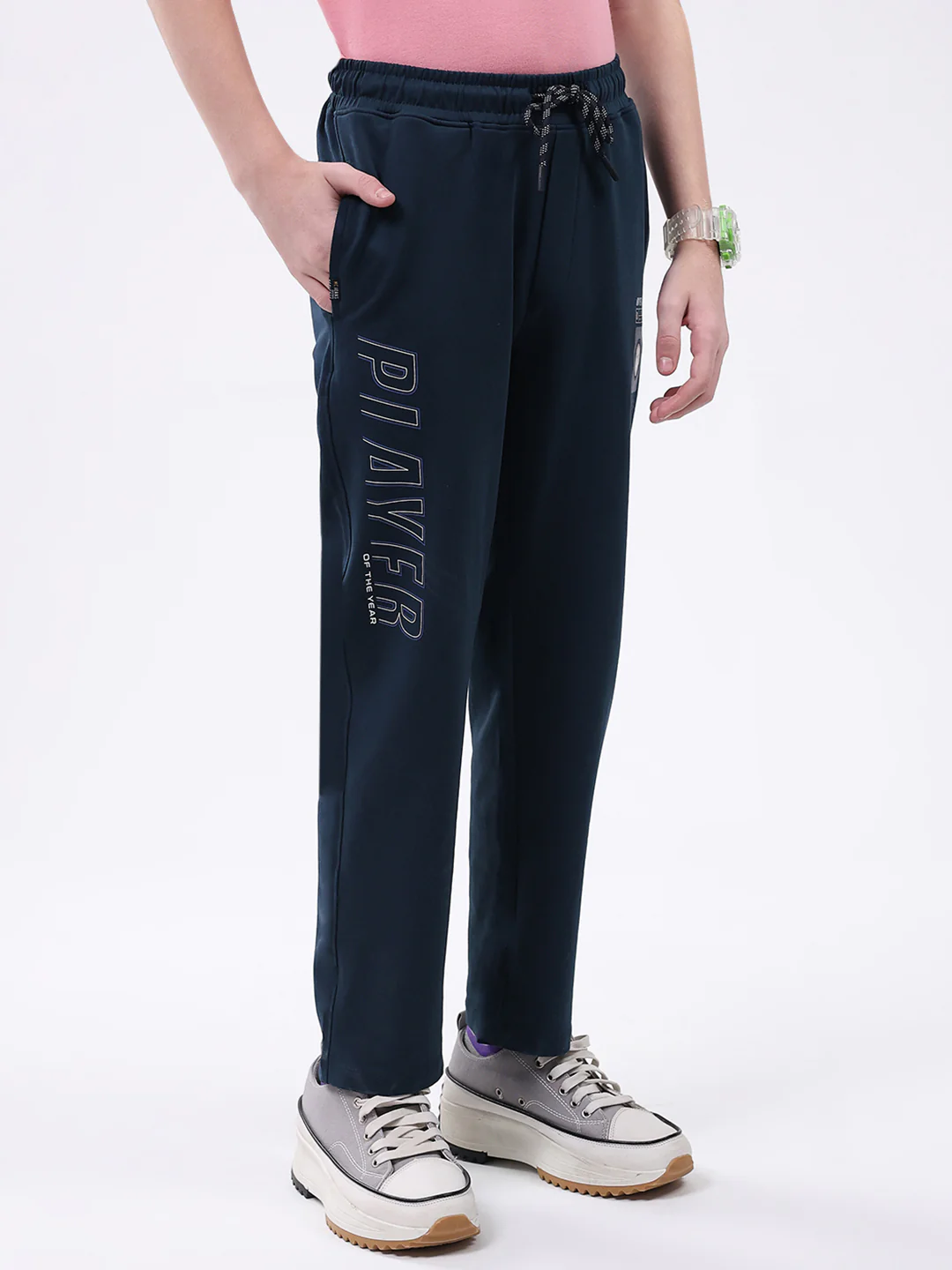 Boys Teal Blue Printed Regular Fit Lower - Image 4