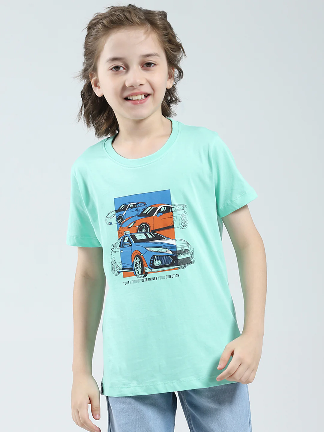 Boys White, Green & Blue Printed Round Neck Half Sleeve T-Shirt (Pack of 3) - Image 3