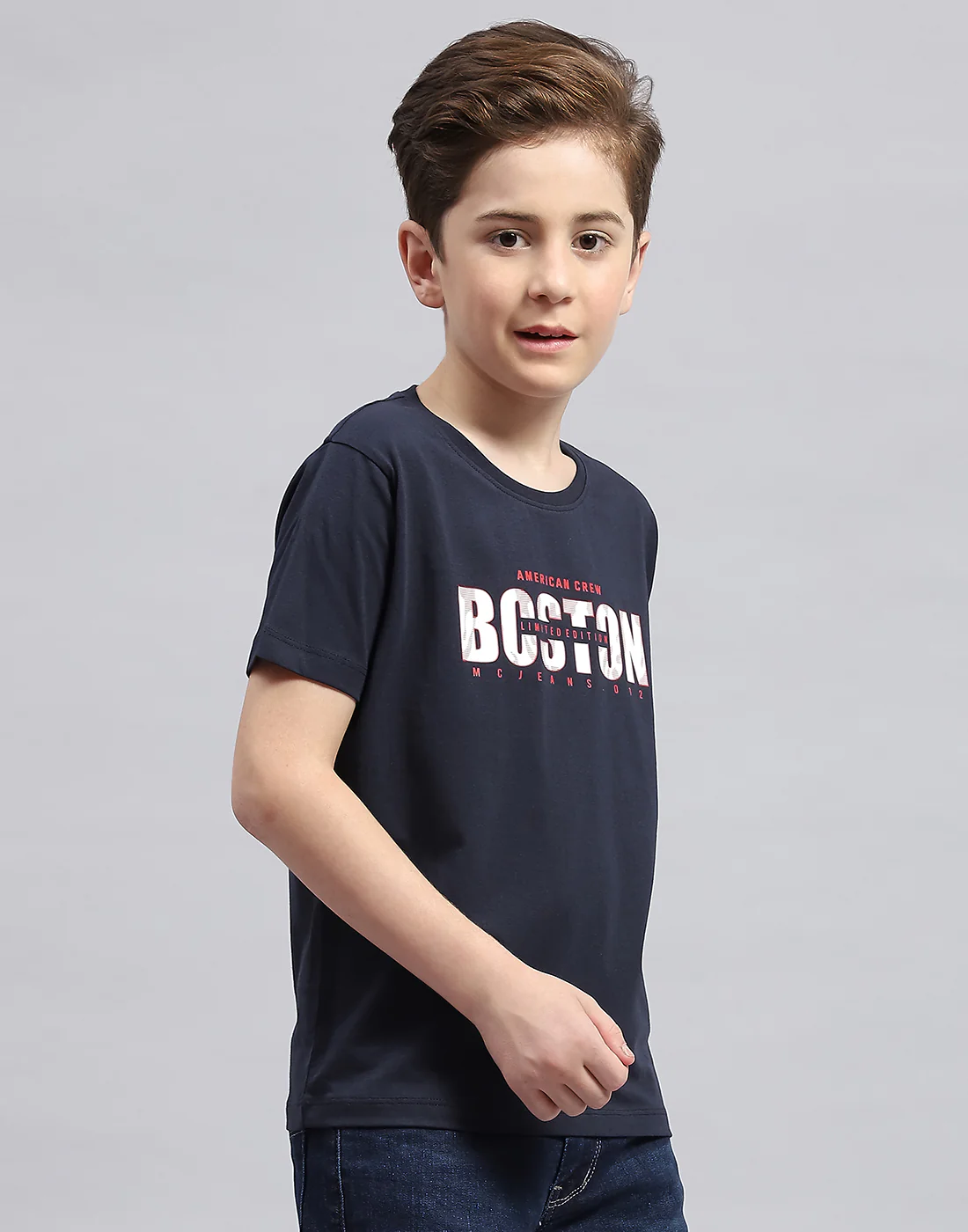 Boys White & Navy Blue Printed Round Neck Half Sleeve T-Shirt (Pack of 2) - Image 8