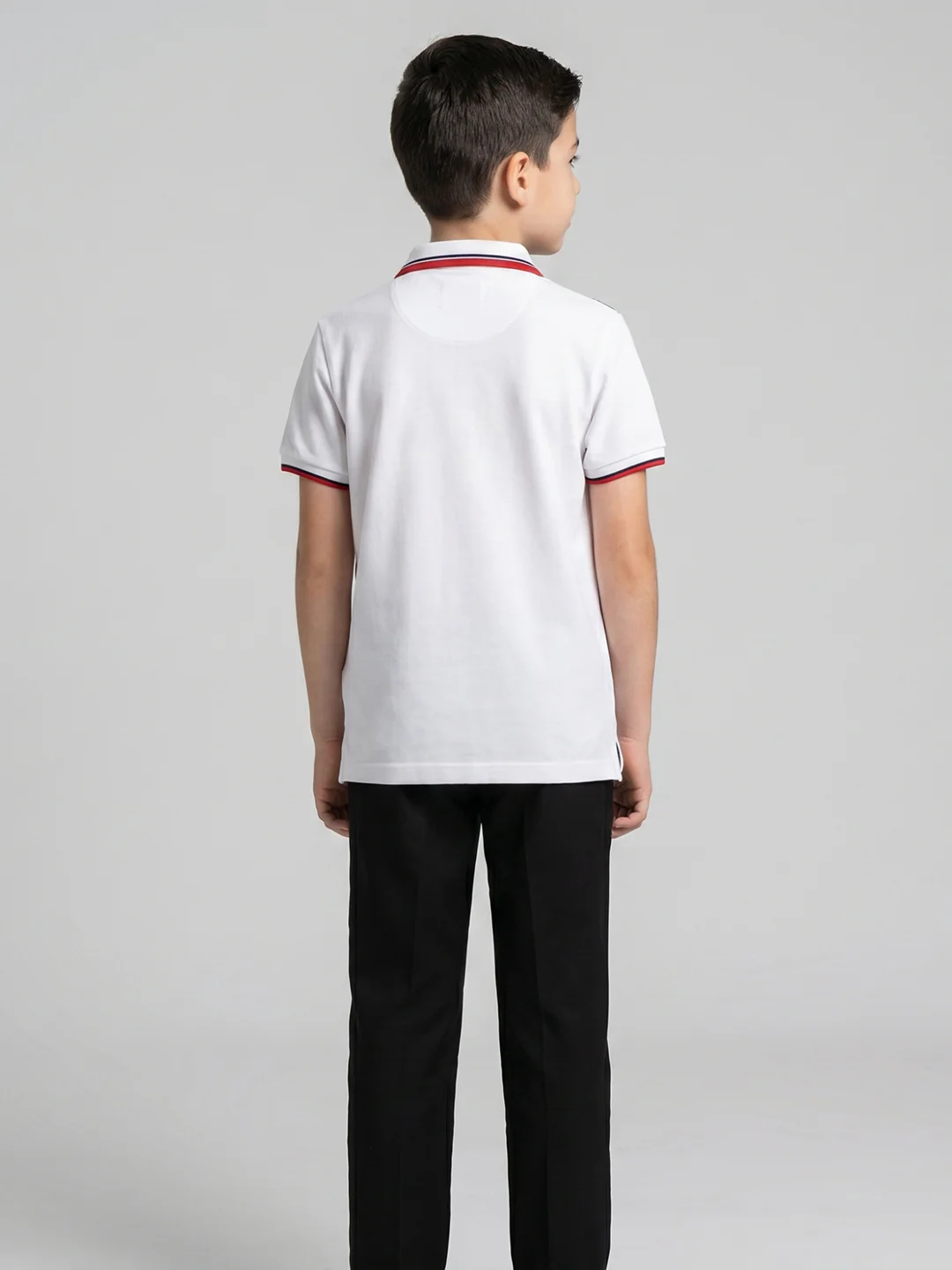 Boys White Printed Collar Half Sleeve T-Shirt - Image 4