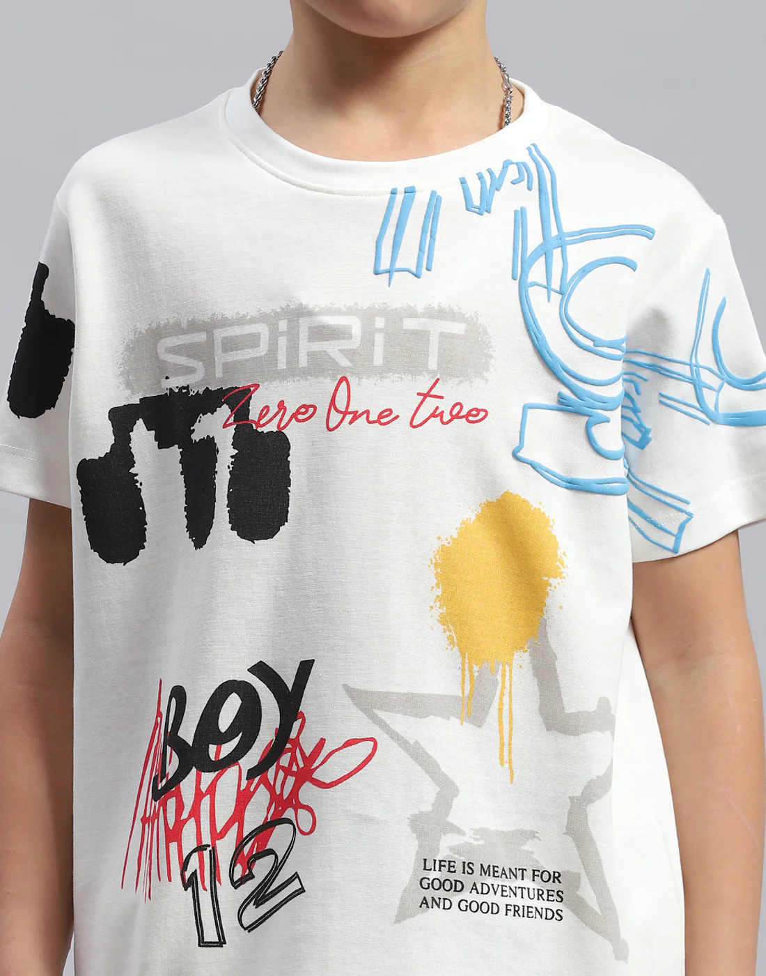 Boys White Printed Round Neck Half Sleeve Bermuda Set - Image 6