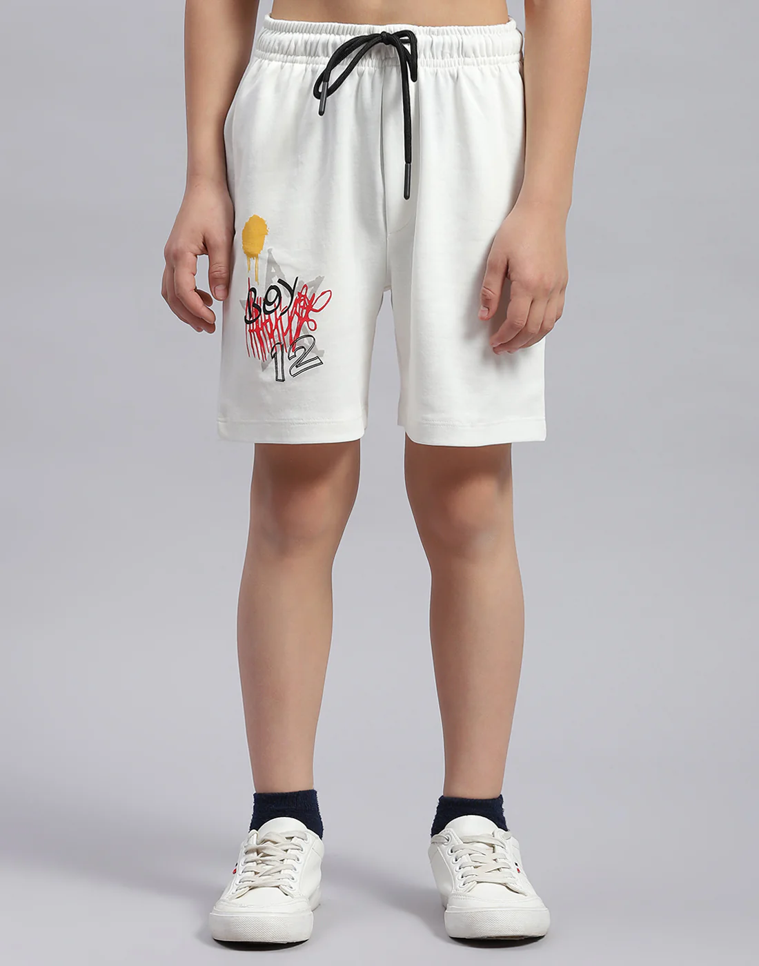 Boys White Printed Round Neck Half Sleeve Bermuda Set - Image 7
