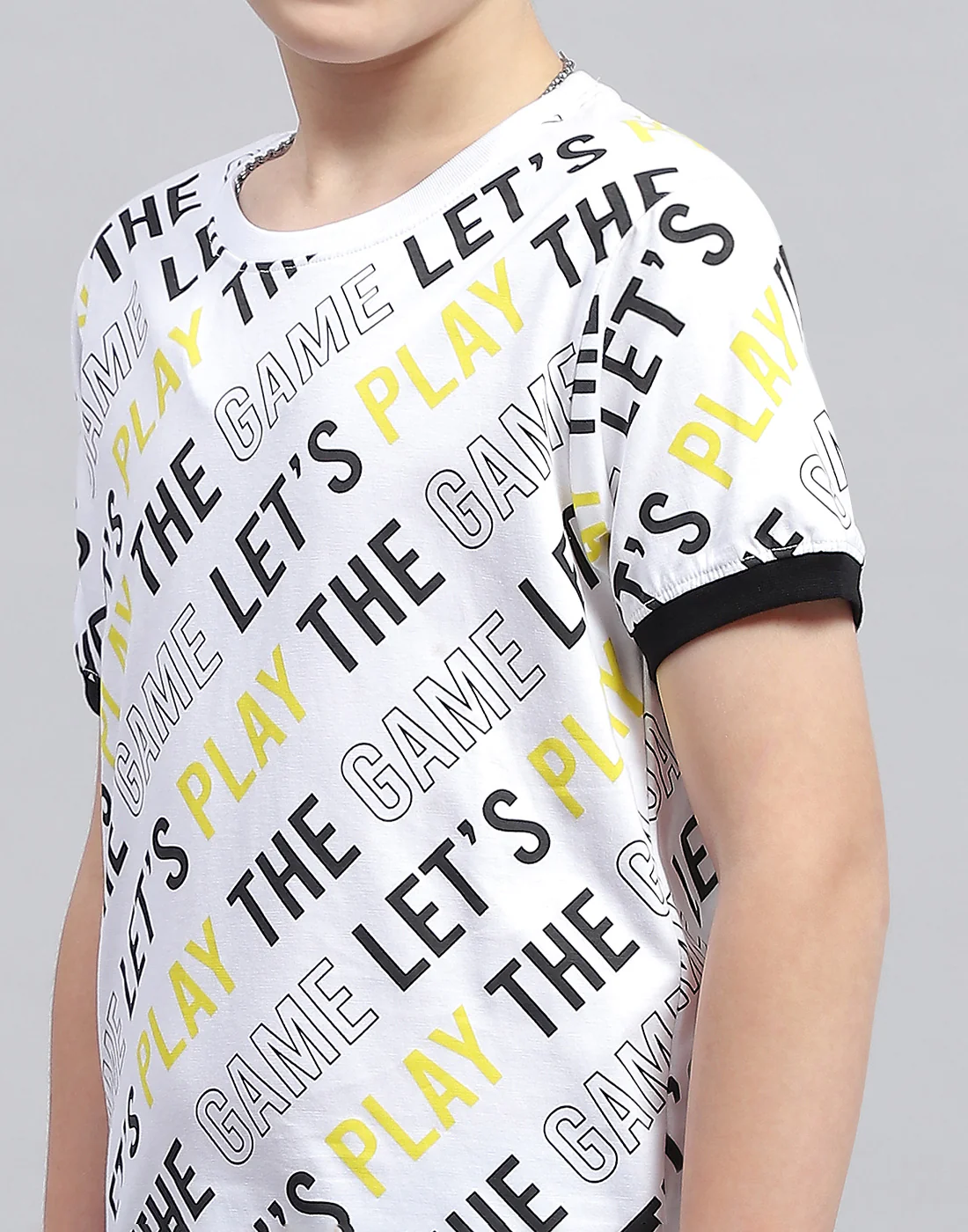 Boys White Printed Round Neck Half Sleeve T-Shirt - Image 6