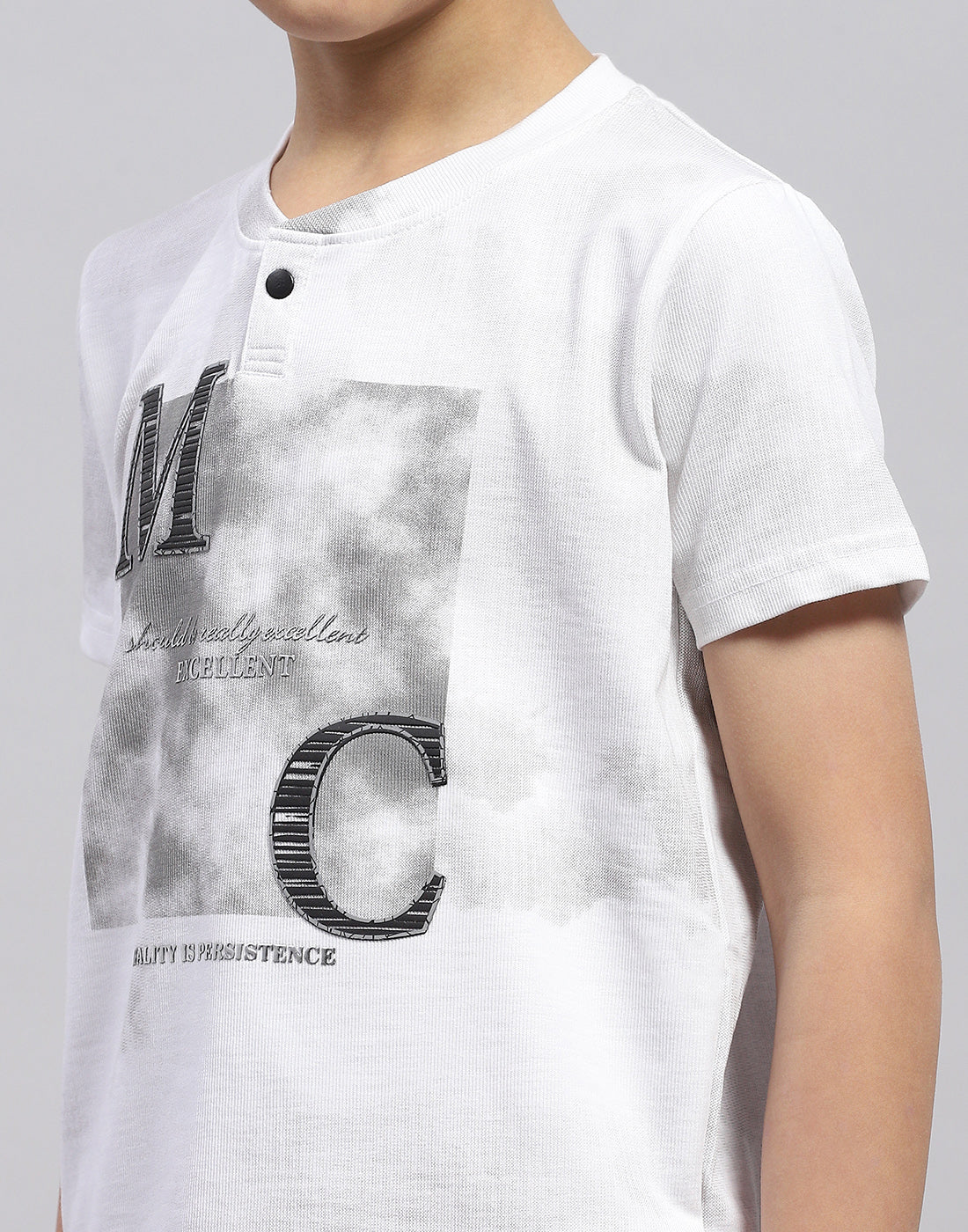Boys White Printed Round Neck Half Sleeve T-Shirt - Image 7