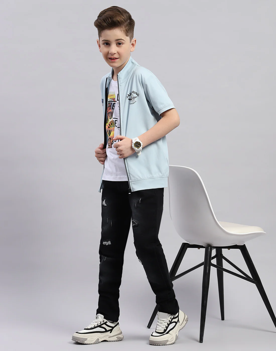 Boys White Printed Round Neck Half Sleeve T-Shirt (Pack of 2) - Image 2