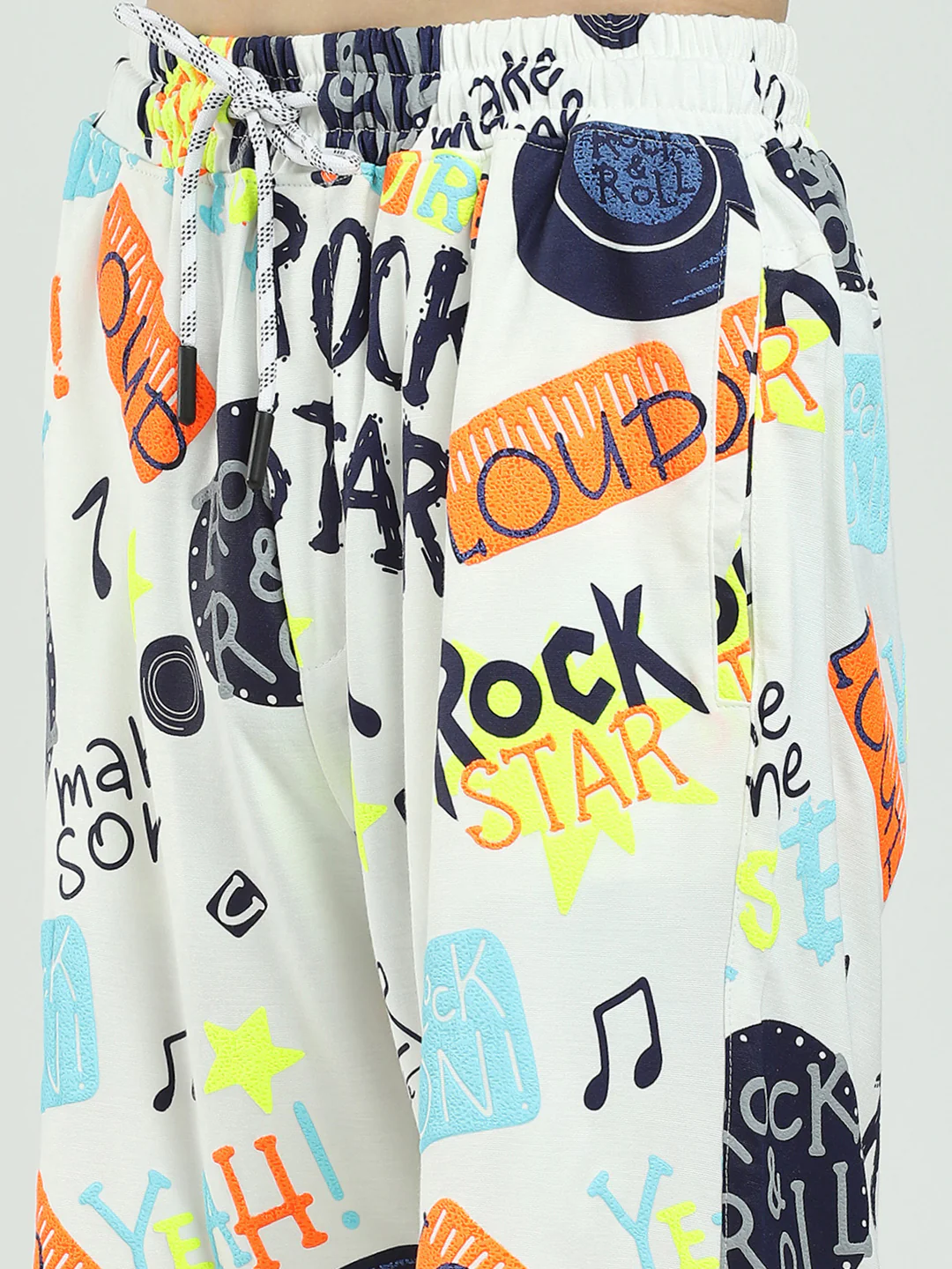 Boys White Printed Round Neck Half Sleeve Bermuda Set - Image 9