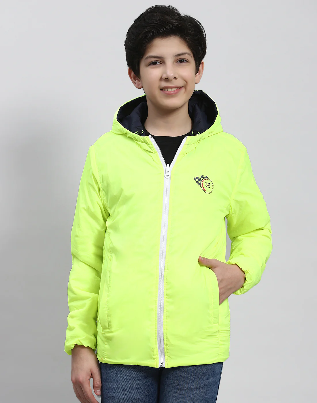 Boys White Solid Collar Full Sleeve Boys Jacket - Image 7