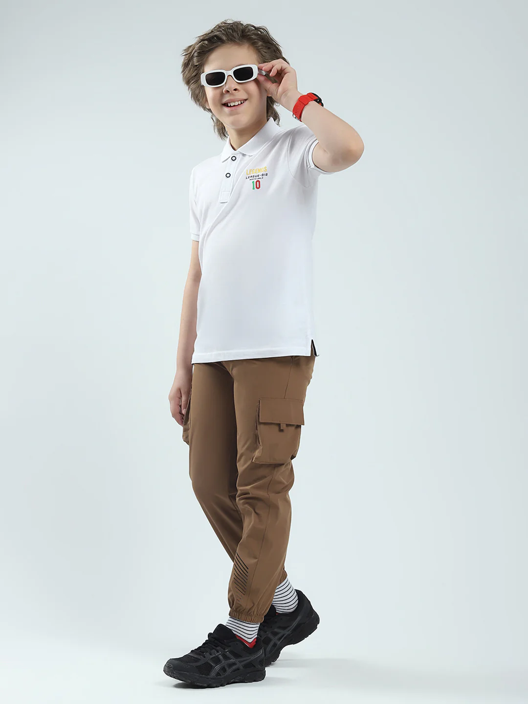 Boys White Solid Collar Half Sleeve T-Shirt - Image 2