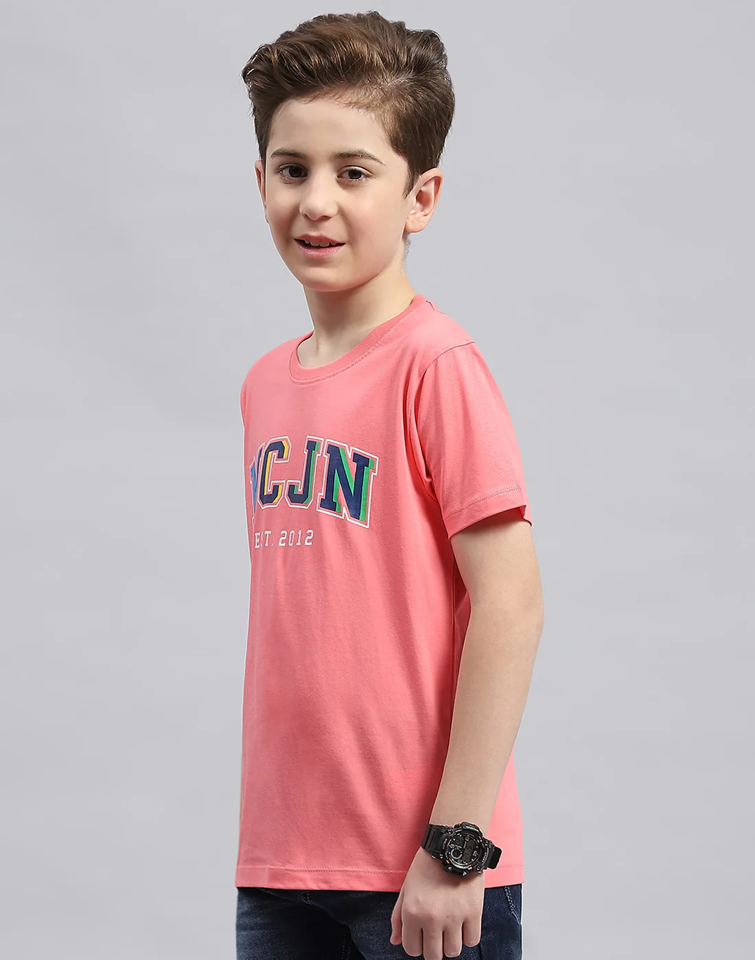 Boys Yellow, Aqua Blue & Coral Printed Round Neck Half Sleeve T-Shirt (Pack of 3) - Image 4