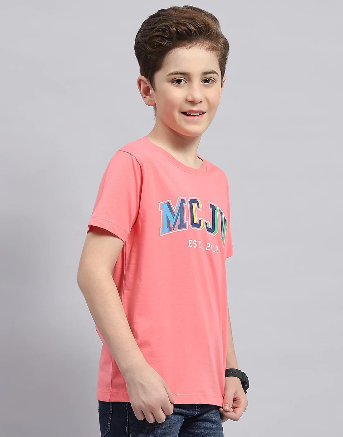 Boys Yellow, Aqua Blue & Coral Printed Round Neck Half Sleeve T-Shirt (Pack of 3) - Image 5