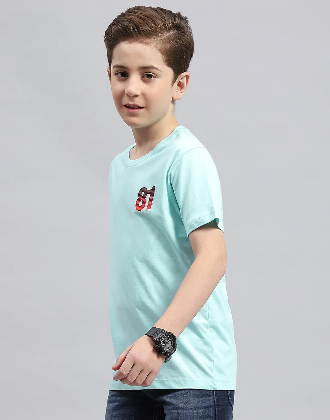 Boys Yellow, Aqua Blue & Coral Printed Round Neck Half Sleeve T-Shirt (Pack of 3) - Image 8