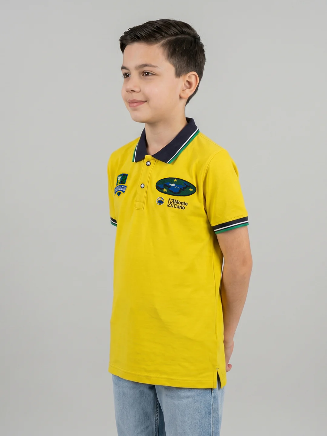 Boys Yellow Printed Collar Half Sleeve T-Shirt - Image 3