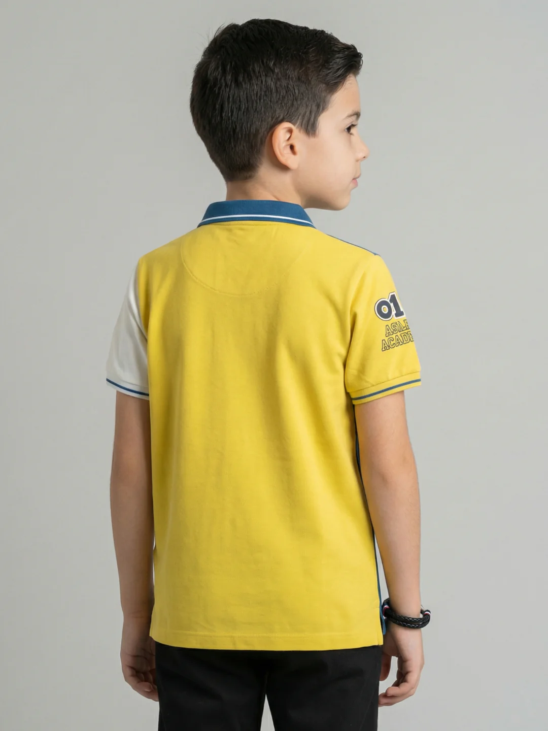 Boys Yellow Printed Collar Half Sleeve T-Shirt - Image 2