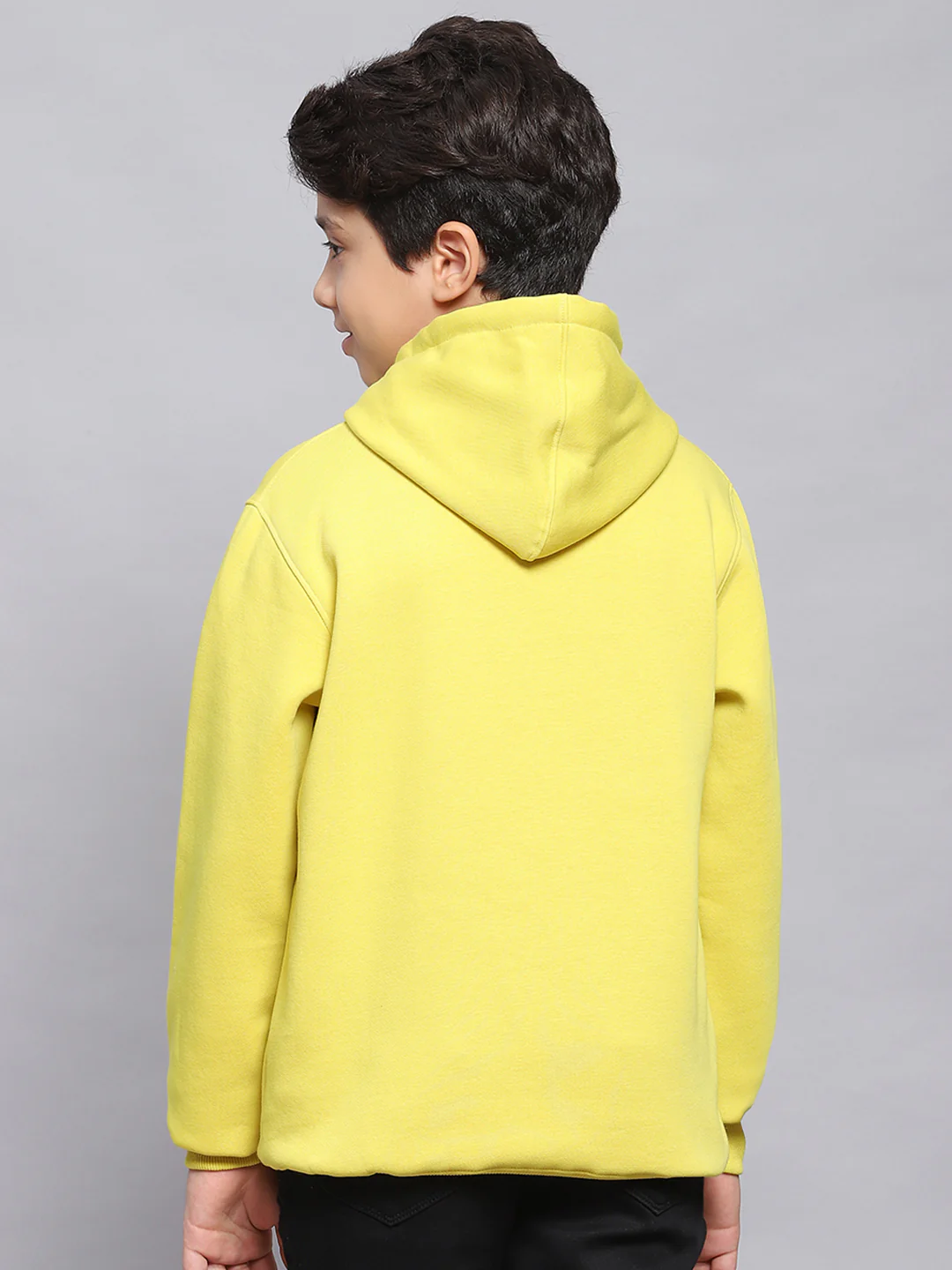 Boys Yellow Printed Hooded Full Sleeve Sweatshirt - Image 5