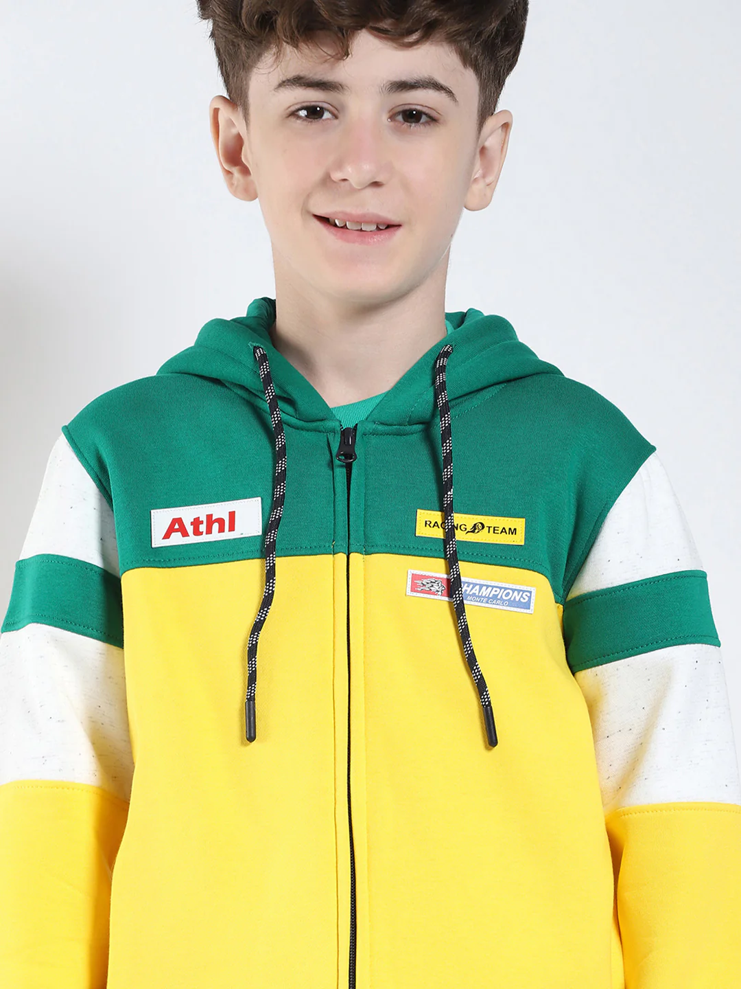 Boys Yellow Printed Hooded Full Sleeve Sweatshirt - Image 6