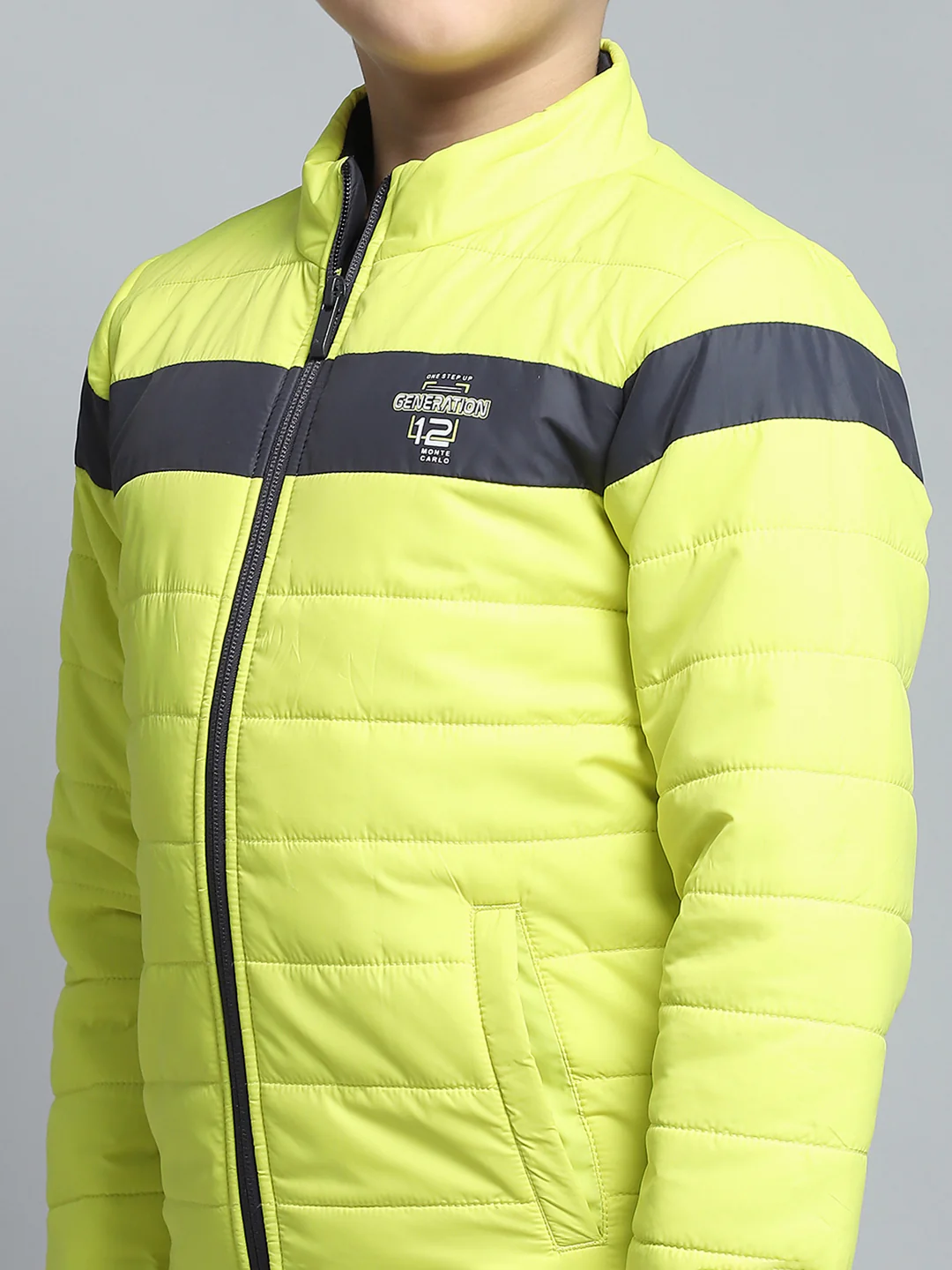 Boys Yellow Printed Mock Neck Full Sleeve Jacket - Image 6
