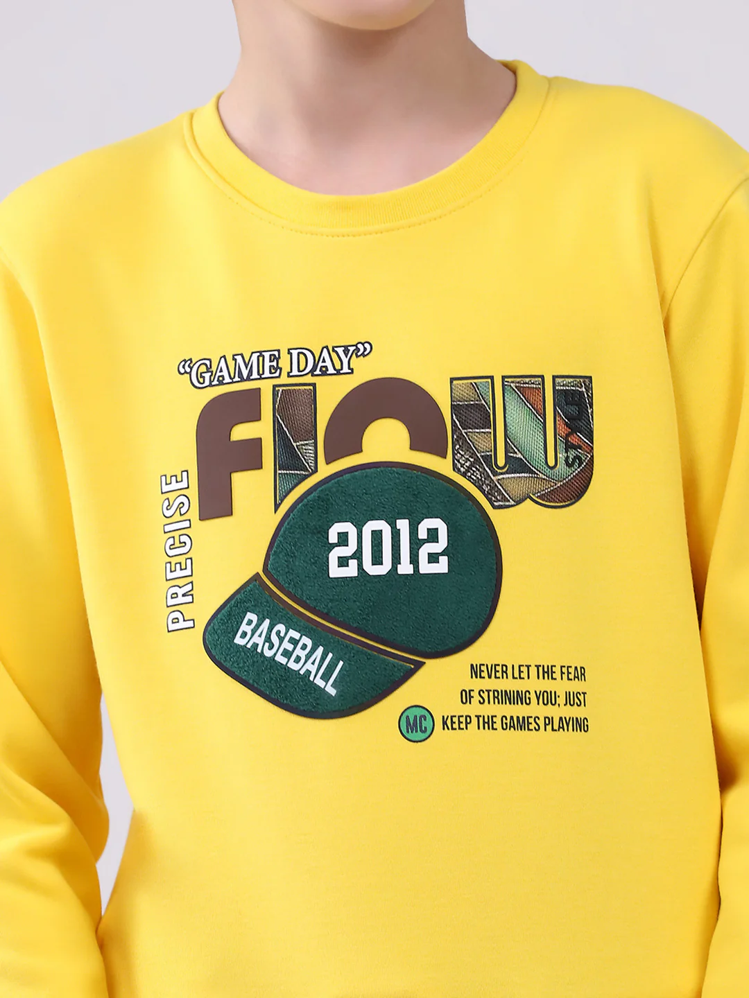 Boys Yellow Printed Round Neck Full Sleeve Sweatshirt - Image 7