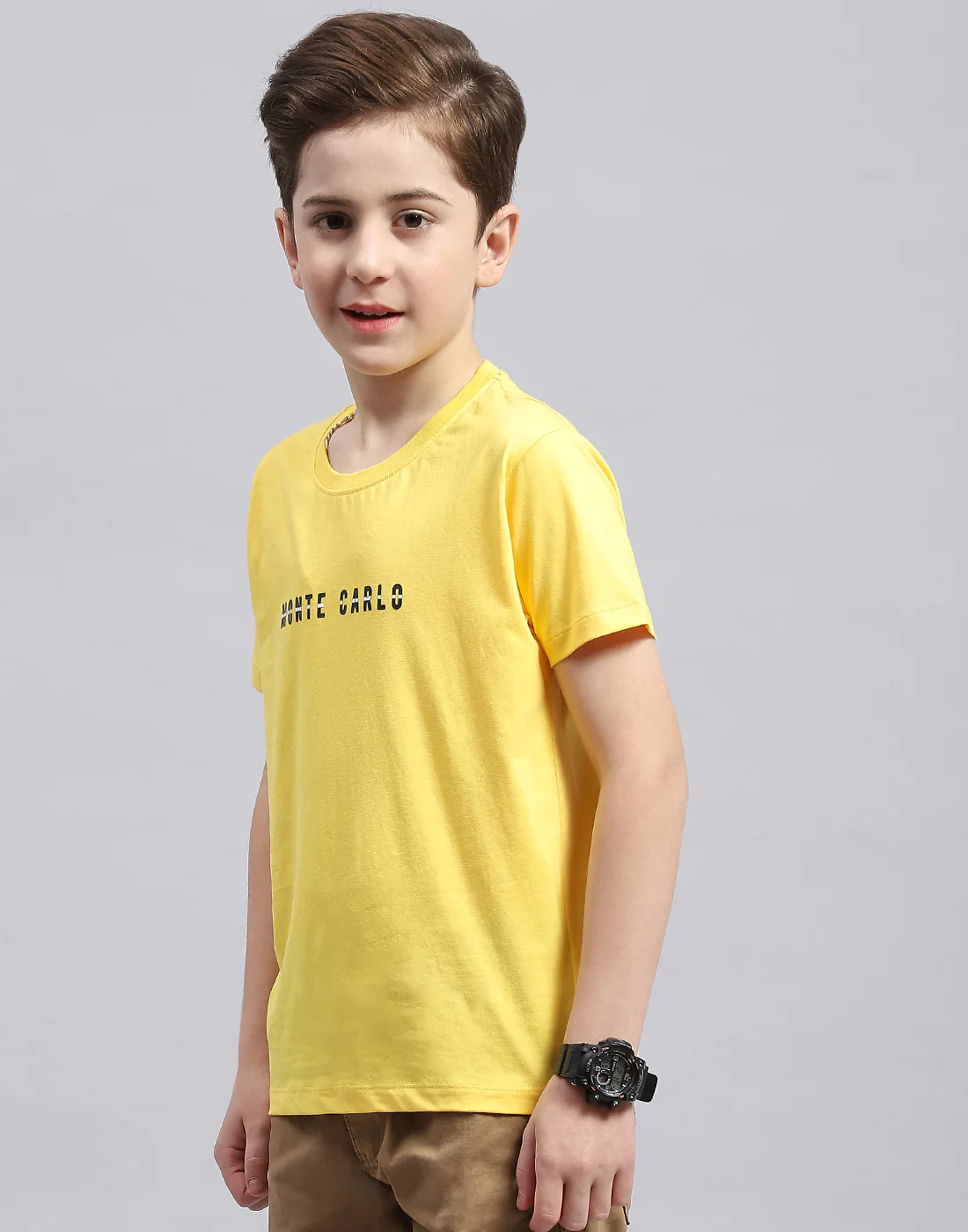 Boys Yellow Printed Round Neck Half Sleeve T-Shirt - Image 3