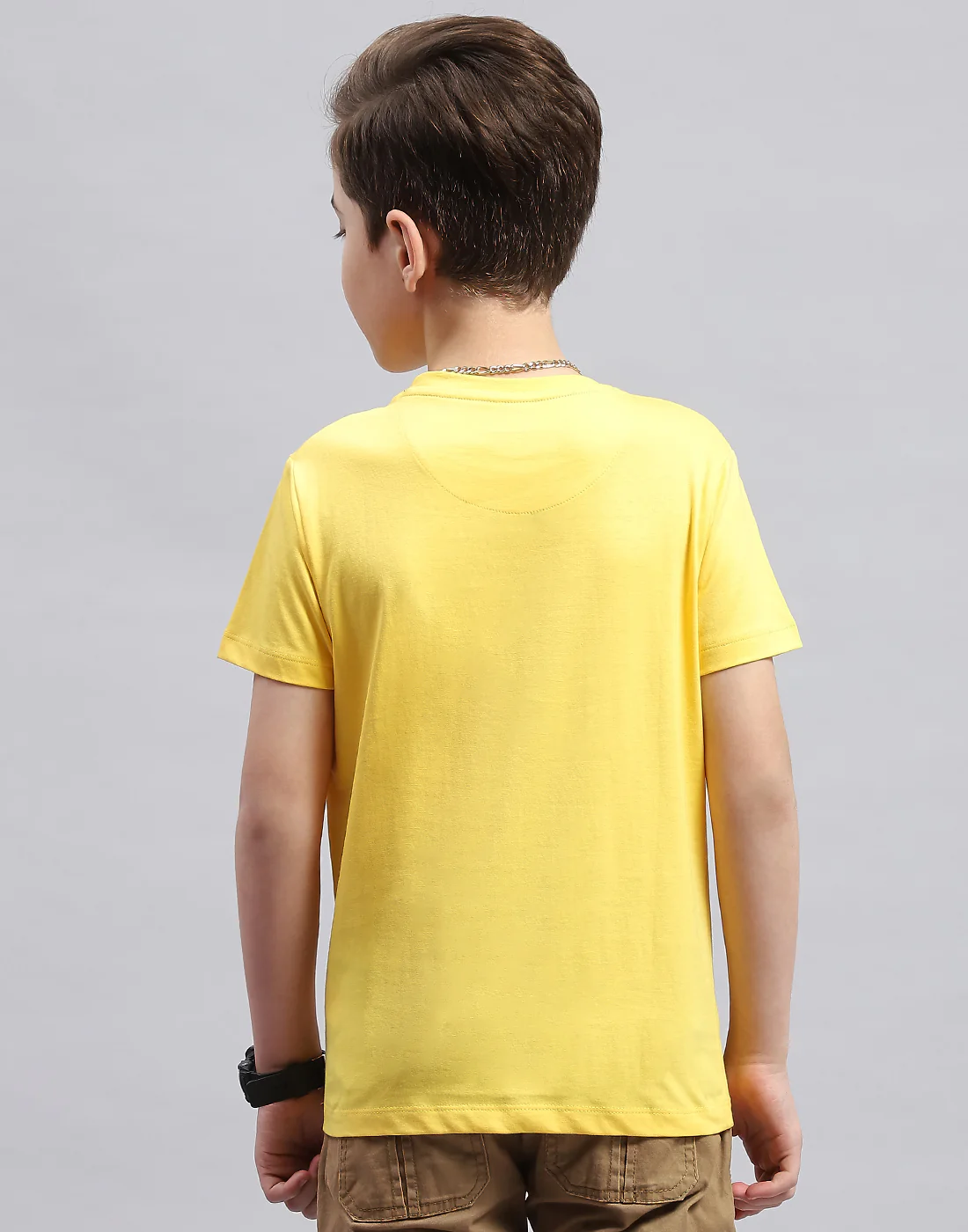 Boys Yellow Printed Round Neck Half Sleeve T-Shirt - Image 5