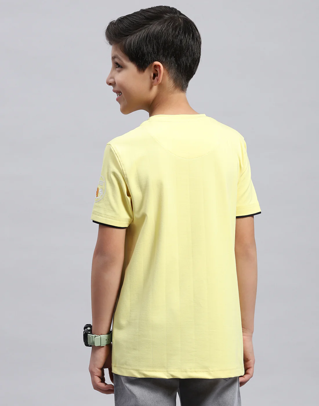 Boys Yellow Printed Round Neck Half Sleeve T-Shirt - Image 5