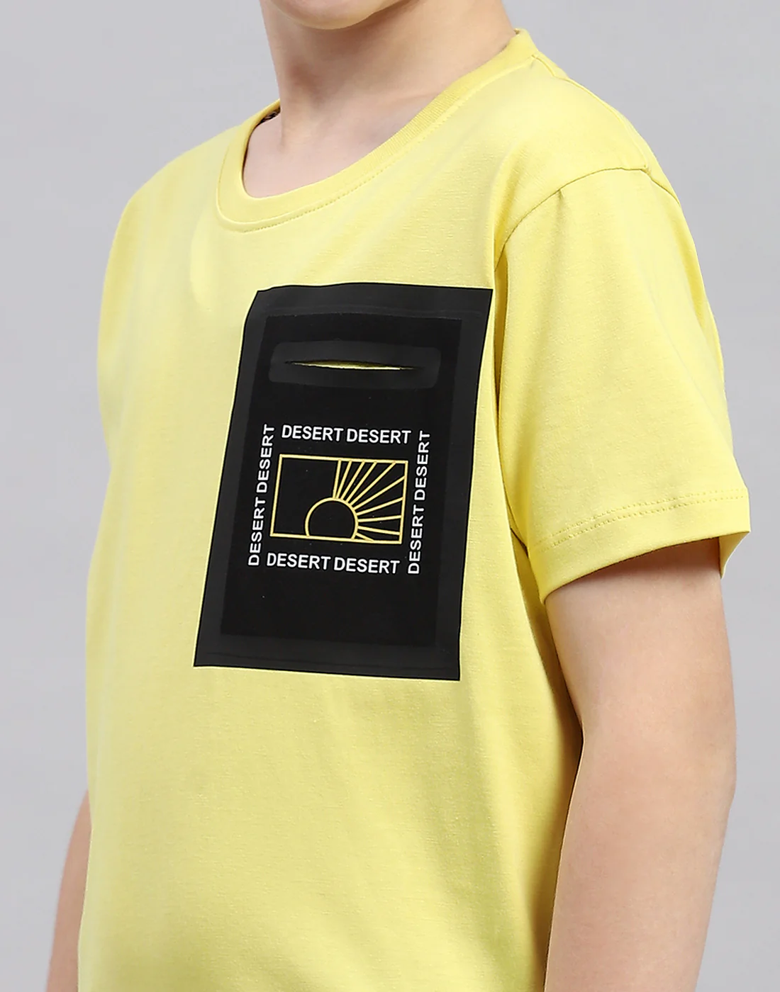 Boys Yellow Printed Round Neck Half Sleeve T-Shirt - Image 6