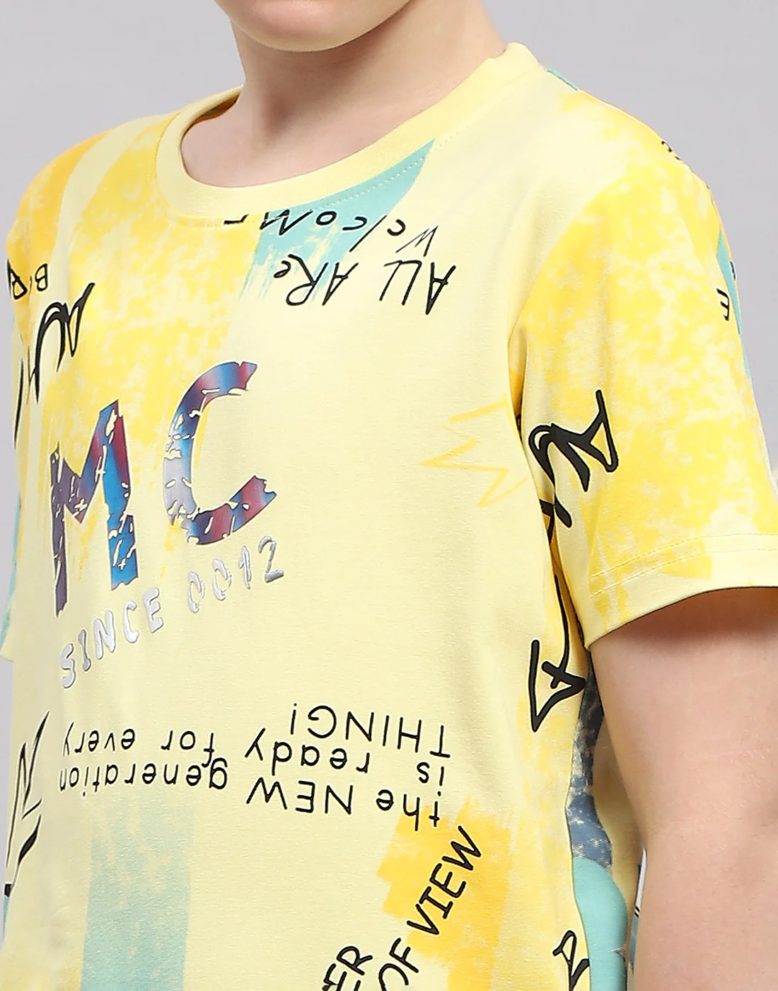 Boys Yellow Printed Round Neck Half Sleeve T-Shirt - Image 6