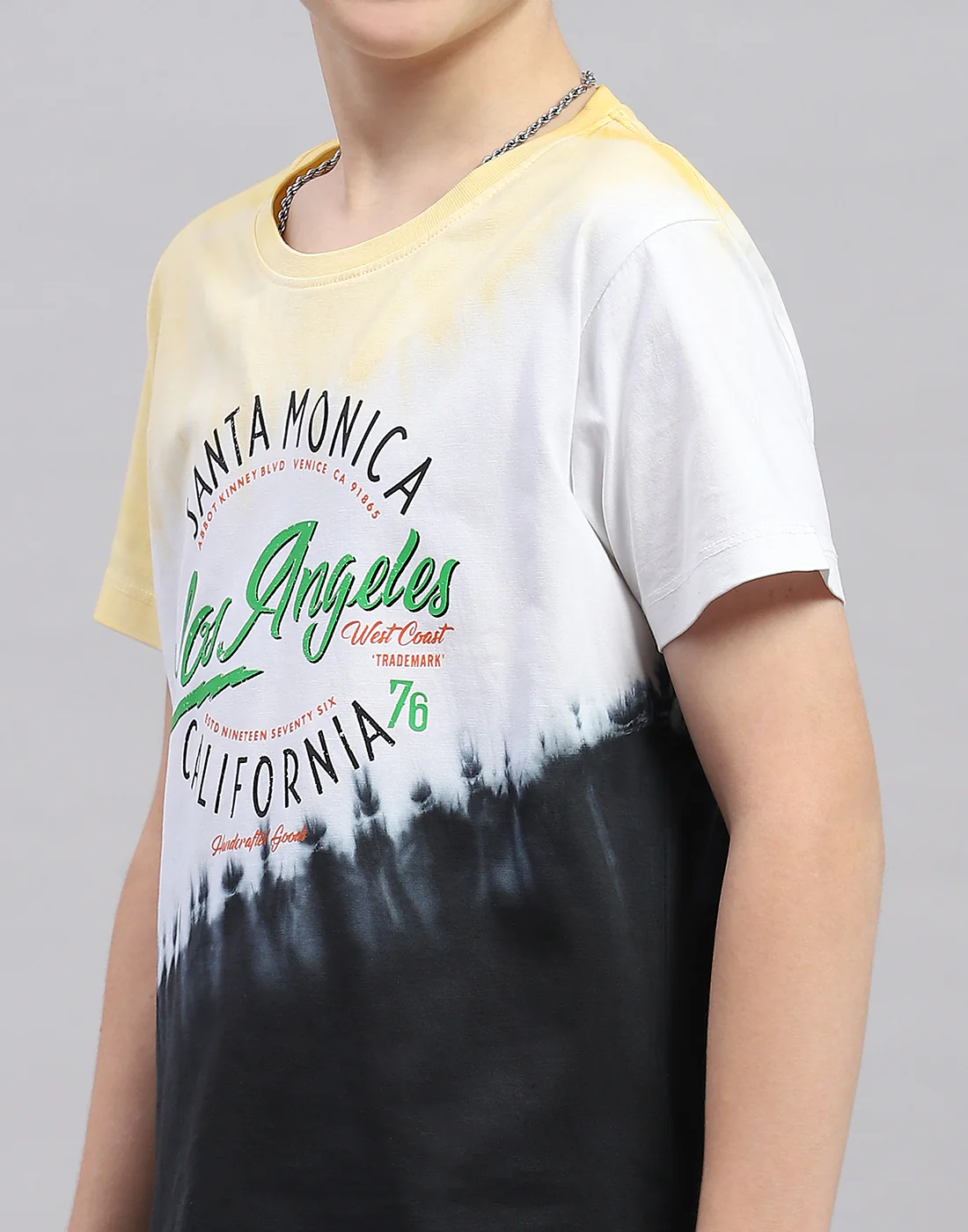 Boys Yellow Printed Round Neck Half Sleeve T-Shirt - Image 6