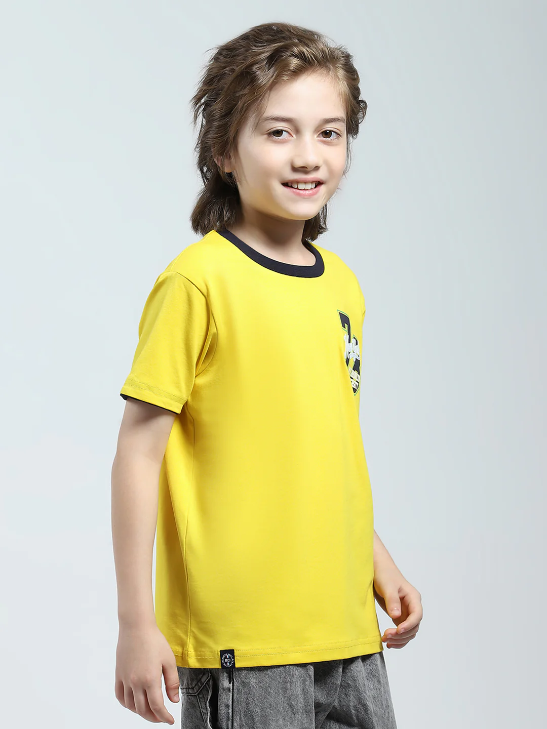 Boys Yellow Printed Round Neck Half Sleeve T-Shirt - Image 4