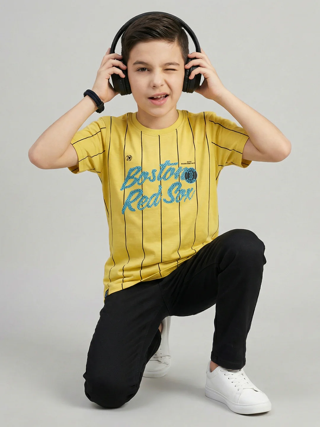Boys Yellow Printed Round Neck Half Sleeve T-Shirt - Image 6