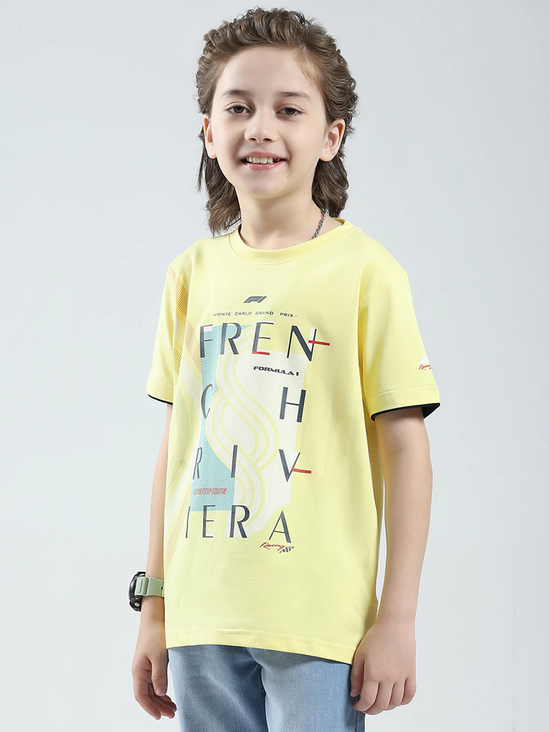 Boys Yellow Printed Round Neck Half Sleeve T-Shirt - Image 3
