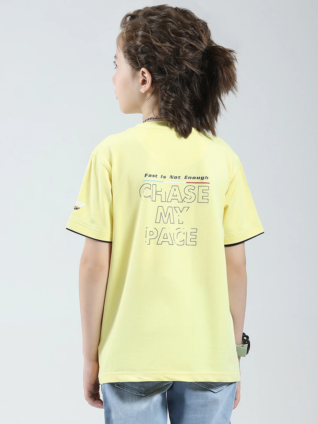 Boys Yellow Printed Round Neck Half Sleeve T-Shirt - Image 5